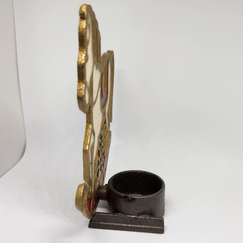 Stained Glass and Iron Rocking Horse Votive Holder Vintage Christmas - Picture 2 of 5